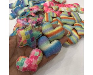 APLIQUE GLITTER TIE DAY CORAÇÃO/ESTRELA KIT/C 6UN (sortidos)