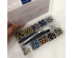 KIT APLICADOR DE ILHOS COLOR C/ 400UN +VAZADOR+PINÇA+CAIXA -LANMAX