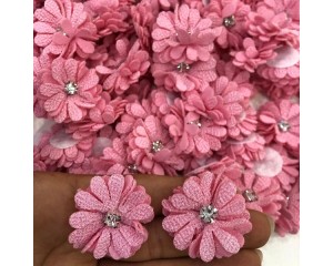 FLOR DE TECIDO COM STRASS (PCT C/ 2UN)