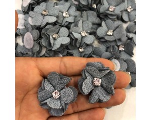 FLOR DE TECIDO C/ STRASS (PCT C/ 2 UN)