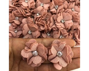 FLOR DE TECIDO C/ STRASS (PCT C/ 2 UN)