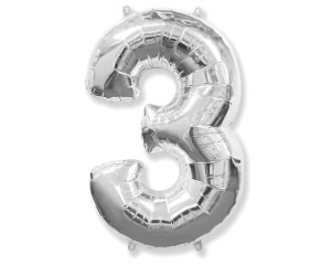 BALÃO METALIZADO NUMERO 3 32 POLEGADA