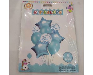 BALÕES METALIZADOS BUQUE COM ESTRELA C/ 9 PÇS